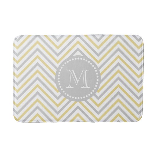 Monogram Chevron Gray and Gold Modern Bath Mat (Voorkant)