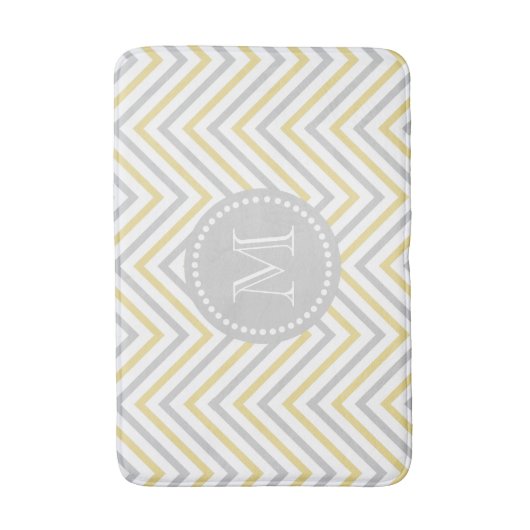 Monogram Chevron Gray and Gold Modern Bath Mat (Voorkant Verticaal)