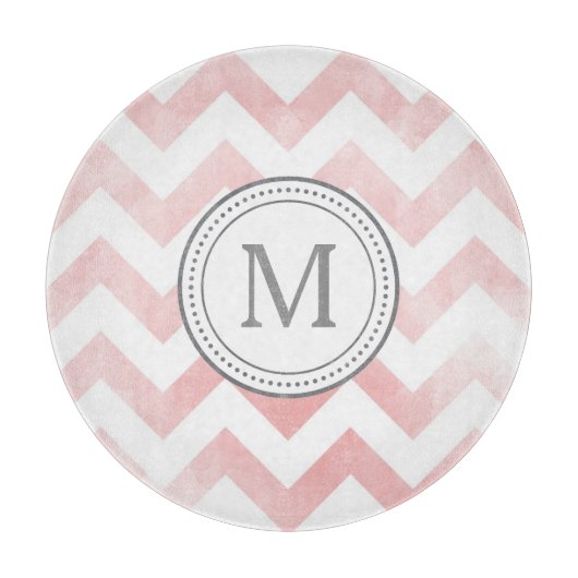 Monogram Chevron Insnijdirectie - roze grijs Snijplank (Voorkant)