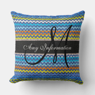 Monogram Chevron Jute Rustic #18 Kussen