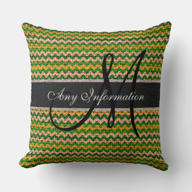 Monogram Chevron Jute Rustic #36 Kussen (Voorkant)