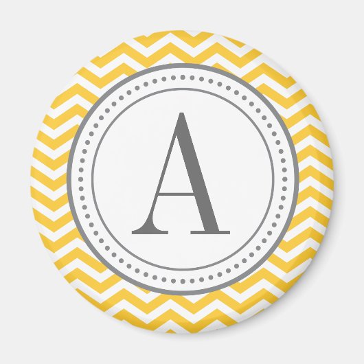 Monogram Chevron Magnet - geel en grijs (Voorkant)