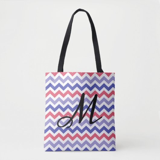 Monogram Chevron Pattern Tote Bag (Voorkant)
