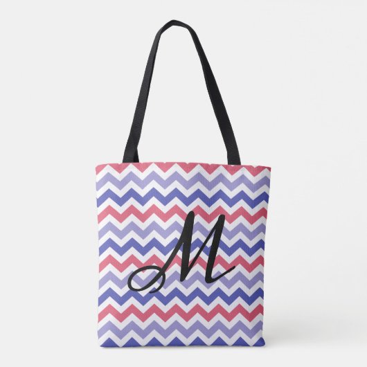 Monogram Chevron Pattern Tote Bag (Achterkant)