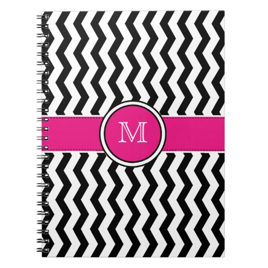 Monogram Chevron Stripes met roze spirale laptop Notitieboek (Voorkant)