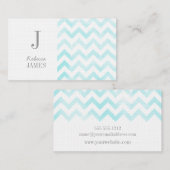 Monogram chevron visitekaartjes blauw (Voorkant / Achterkant)