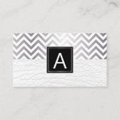 Monogram | Chevron | Wit leder Visitekaartje (Voorkant)