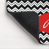 Monogram Chevron Zizzag personaliseren in zwart en Muismat (Hoek)