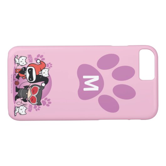 Monogram Chibi Harley Quinn en Catoman met katten Case-Mate iPhone Case (Achterkant (Horizontaal))