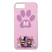 Monogram Chibi Harley Quinn en Catoman met katten Case-Mate iPhone Case (Achterkant)
