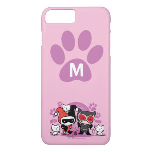 Monogram Chibi Harley Quinn en Catoman met katten iPhone 8/7 Plus Hoesje