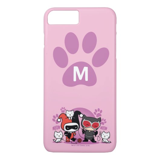 Monogram Chibi Harley Quinn en Catoman met katten Case-Mate iPhone Case (Achterkant)