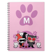 Monogram Chibi Harley Quinn en Catoman met katten Notitieboek (Voorkant)