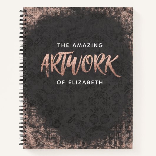 Monogram Chic Black Roos Gold Artist Sketchbook Notitieboek (Voorkant)