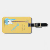 Monogram Chic Blue Electric Guitar Yellow Stripes Bagagelabel (Voorkant horizontaal)