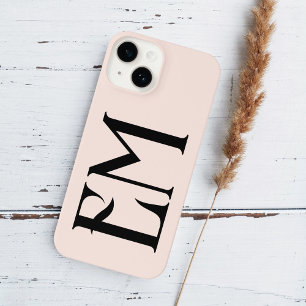 Monogram  Chic Blush Pink iPhone 14 Hoesje