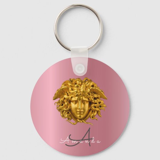 Monogram Chic Couture Gouden Medusa Masker Roségou Sleutelhanger (Achterkant)