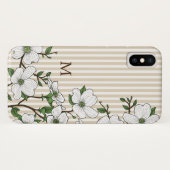 Monogram Chic Dogwood Blossom & Stripes Case-Mate iPhone Case (Achterkant (horizontaal))