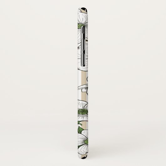 Monogram Chic Dogwood Blossom & Stripes Case-Mate iPhone Case (Achterkant/links)