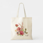 Monogram Chic Floral Bunny Rabbit Pasen Tote Bag (Achterkant)