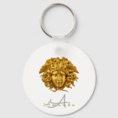 Monogram Chic Frans Goud Medusa Masker Wit Sleutelhanger (Voorkant)
