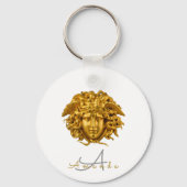 Monogram Chic Frans Gouden Medusa Masker Wit Sleutelhanger (Achterkant)