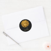 Monogram Chic French Gold Medusa Masker Ronde Sticker (Envelop)