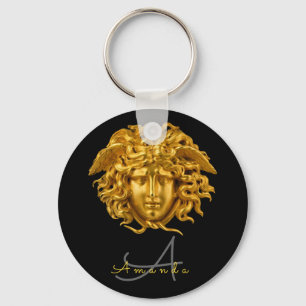 Monogram Chic French Gold Medusa Masker Sleutelhan Sleutelhanger