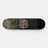Monogram Chic Gold Confetti gepersonaliseerd Persoonlijk Skateboard (Horizontaal)