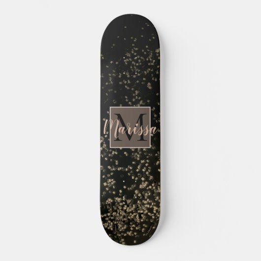 Monogram Chic Gold Confetti gepersonaliseerd Persoonlijk Skateboard (Voorkant)