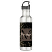Monogram Chic Gold Confetti Waterfles (Voorkant)