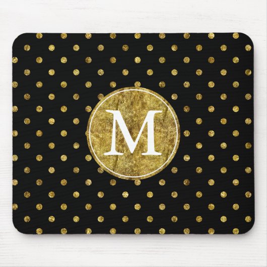 Monogram Chic Gold Glam en Black Stippen Muismat (Voorkant)