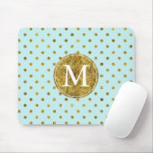 Monogram Chic Gold Glam en Blue Stippen Muismat (Met muis)
