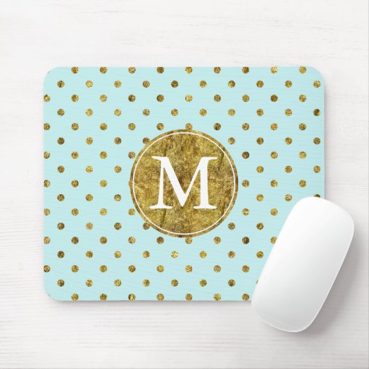 Monogram Chic Gold Glam en Blue Stippen Muismat (Met muis)