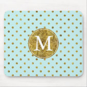 Monogram Chic Gold Glam en Blue Stippen Muismat (Voorkant)