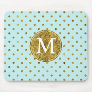 Monogram Chic Gold Glam en Blue Stippen Muismat