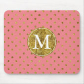 Monogram Chic Gold Glam en roze Stippen Muismat (Voorkant)