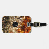 Monogram chic goud fonkelt glitter bagagelabel (Voorkant horizontaal)