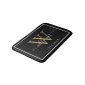 Monogram Chic Gouden Script Namen Trouwdatum Zwart Badmat (Gekanteld)