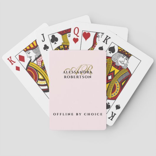 Monogram Chic Grappige Inspirerende Pastel Roze Go Pokerkaarten (Achterkant)