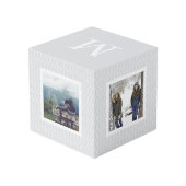 Monogram Chic Gray Trellis Pattern Foto Kubus (Achter hoekig)