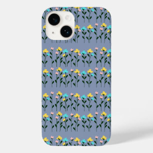 Monogram chic grijs bloemmotief Case-Mate iPhone 14 hoesje