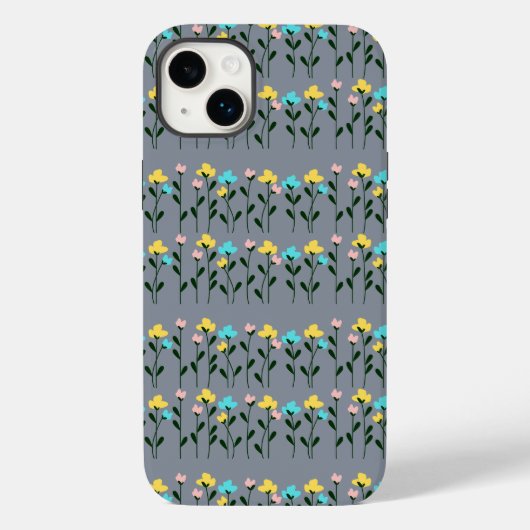 Monogram chic Grijs Bloemmotief  Case-Mate iPhone Case (Achterkant)