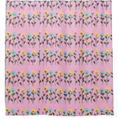 Monogram chic grijs bloemmotief douchegordijn (Voorkant)