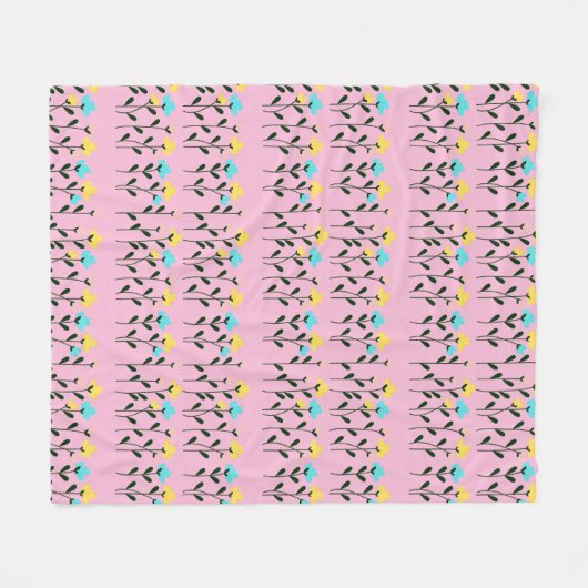 Monogram chic grijs bloemmotief fleece deken (Voorkant (Horizontaal))