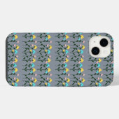 Monogram chic Grijs Bloemmotief iPhone Hoesje (Achterkant horizontaal)