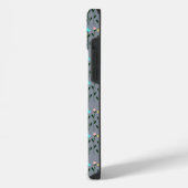 Monogram chic Grijs Bloemmotief iPhone Hoesje (Linkerkant)
