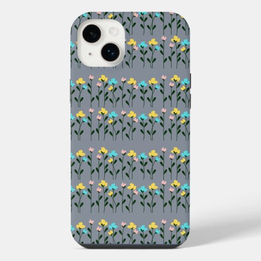 Monogram chic Grijs Bloemmotief iPhone Hoesje (Achterkant)