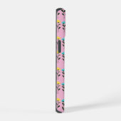 Monogram chic grijs bloempatroon iPhone 15 case (Rechterkant)