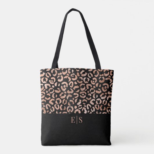 Monogram Chic Leopard Animal Print Canvas tas (Achterkant)